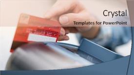  Presentation with smart card reader - Slides featuring push pull - debit card swiping on card background and a coral colored foreground