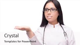 Presentation with medical concept - Cool new PPT theme with push pull - young female doctor in medical backdrop and a white colored foreground