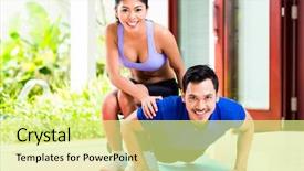  Presentation with helping man - Cool new presentation design with push-up to gain better backdrop and a  colored foreground