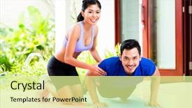  Presentation with asian nurse helps a man - Slide deck enhanced with push-up to gain better background and a  colored foreground