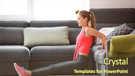 Presentation with fitness - Presentation theme with push ups - beautiful young woman doing fitness background and a tawny brown colored foreground