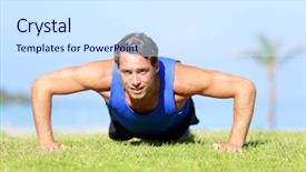  Presentation with training - Amazing slide set having push-ups - fitness man training backdrop and a  colored foreground
