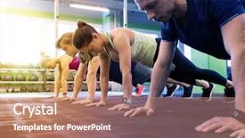  Presentation with group training - Audience pleasing presentation consisting of push ups - fitness sport exercising training backdrop and a coral colored foreground