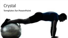  Presentation with office ergonomics man worker exercising - Presentation design featuring push ups - one caucasian man exercising workout background and a white colored foreground