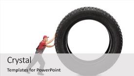  Presentation with gray black illustrated - Cool new slide deck with pushing a giant black tire backdrop and a light gray colored foreground