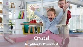  Presentation with office chair - Presentation with pushing his colleague on chair background and a  colored foreground