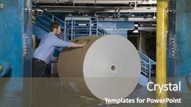  Presentation with roll - Slide set featuring pushing huge roll of paper background and a violet colored foreground