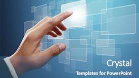  Presentation with touch screen technology - Presentation theme having pushing on a touch screen background and a teal colored foreground