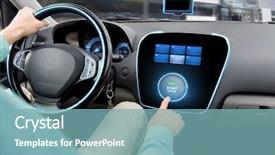  Presentation with driving road - Colorful slide deck enhanced with pushing start engine button backdrop and a seafoam green colored foreground