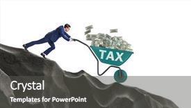  Presentation with tax - Slides having pushing wheelbarrow with tax money background and a dark gray colored foreground