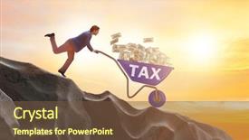  Presentation with people lost money fired businessman - Slide deck consisting of pushing wheelbarrow with tax money background and a tawny brown colored foreground