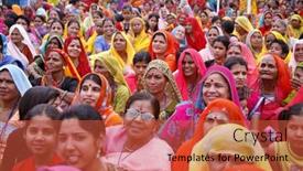  Presentation with woman gathering - Beautiful PPT layouts featuring pushkar-india-may-2008-gathering backdrop and a red colored foreground