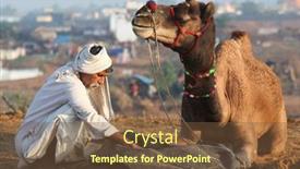  Presentation with rajasthan - Colorful theme enhanced with pushkar-india-november-18 backdrop and a tawny brown colored foreground