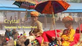  Presentation with decorate - Presentation theme consisting of pushkar-india-november-22-2012 background and a coral colored foreground