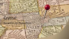  Presentation with map vintage - PPT theme with pushpins - denver on vintage 1920s map background and a coral colored foreground