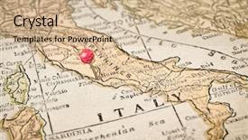  Presentation with italy map - Cool new theme with pushpins - italy vintage 1920s map backdrop and a soft green colored foreground