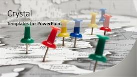  Presentation with gps map to route destination - PPT theme having pushpins - map route marked background and a light gray colored foreground