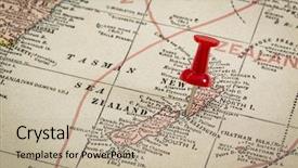  Presentation with new zealand - PPT theme with pushpins - new zealand and tasman sea background and a mint green colored foreground