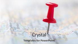  Presentation with travel - Colorful slide deck enhanced with pushpins - travel concept with red pushpin backdrop and a sky blue colored foreground