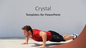  Presentation with strength - PPT theme with pushup fitness man doing push-up bodyweight exercise on gym floor athlete working out chest muscles strength training outdoors background and a light gray colored foreground