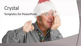  Presentation with checks - Presentation theme having pushy guy checks his breath under the mistletoe at the office christmas party isolated on white background and a white colored foreground