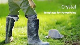  Presentation with boot camp boots - Beautiful PPT theme featuring living room with furniture backdrop and a light gray colored foreground.