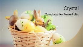  Presentation with christian easter jesus risen - Audience pleasing PPT layouts consisting of pussy-willow and easter eggs backdrop and a light blue colored foreground