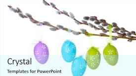  Presentation with easter - Presentation theme featuring pussy-willow twigs with easter background and a arctic colored foreground