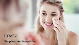  Presentation with blush - Amazing slide deck having put - happy young woman applying blush backdrop and a coral colored foreground