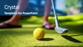  Presentation with mini golf - Presentation theme with put - mini golf yellow ball background and a ocean colored foreground