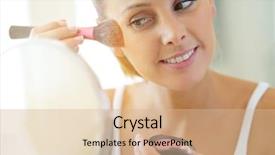  Presentation with makeup brushes and make up - Slide deck enhanced with put - portrait of beautiful woman putting background and a coral colored foreground