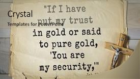  Presentation with bible verses - PPT theme consisting of put my trust in gold background and a mint green colored foreground
