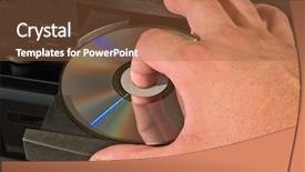  Presentation with golf player playing - Amazing presentation having put slide - hand inserting musical disk backdrop and a red colored foreground