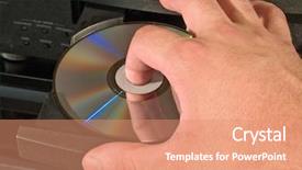  Presentation with golf player playing - Beautiful presentation design featuring put slide - inserting dvd disk in player backdrop and a coral colored foreground