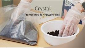  Presentation with plastic container - Presentation theme enhanced with put-soil-into-the-plastic background and a soft green colored foreground