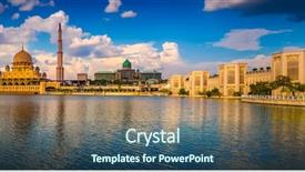  Presentation with mosque - Cool new presentation theme with putra bridge at sunset backdrop and a ocean colored foreground