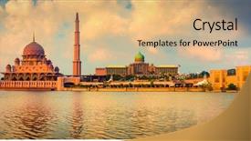  Presentation with amazing - Presentation theme with putra bridge at sunset background and a coral colored foreground