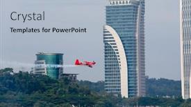  Presentation with air plane - PPT theme with putrajaya-malaysia-may-17-2014 background and a light blue colored foreground
