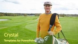  Presentation with golf - Cool new presentation design with putter - aged successful golf player backdrop and a tawny brown colored foreground