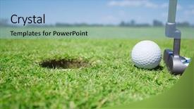  Presentation with golf ball on tee - Audience pleasing slides consisting of putter - ball at the hole backdrop and a light blue colored foreground