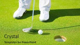  Presentation with golf - Amazing presentation theme having putter - man putting golf ball backdrop and a gold colored foreground