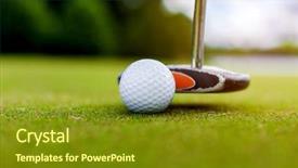  Presentation with golf - PPT theme having putter hitting a golf ball background and a tawny brown colored foreground
