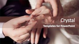  Presentation with wedding ring - Colorful PPT layouts enhanced with putting a ring on bride backdrop and a tawny brown colored foreground