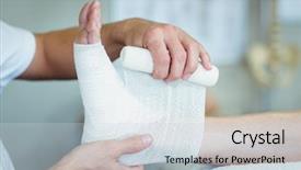  Presentation with physiotherapist - Colorful PPT theme enhanced with putting bandage on injured feet backdrop and a lemonade colored foreground