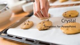  Presentation with chocolate chip - Cool new PPT theme with putting chocolate chip on dough backdrop and a coral colored foreground