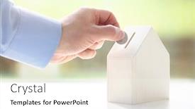  Presentation with investment money - Amazing presentation design having putting-coin-in-model-house backdrop and a white colored foreground