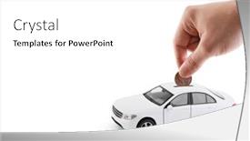  Presentation with bank - Slide set enhanced with putting-coin-into-the-car background and a white colored foreground