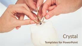  Presentation with piggy bank - Slides having putting coin into the piggy background and a  colored foreground