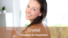  Presentation with hair care - Slide set with putting conditioner in her hair background and a coral colored foreground