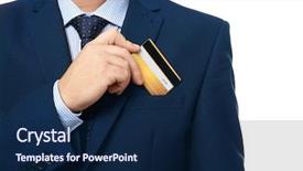  Presentation with credit card fraud - Audience pleasing PPT theme consisting of putting credit card in pocket backdrop and a navy blue colored foreground